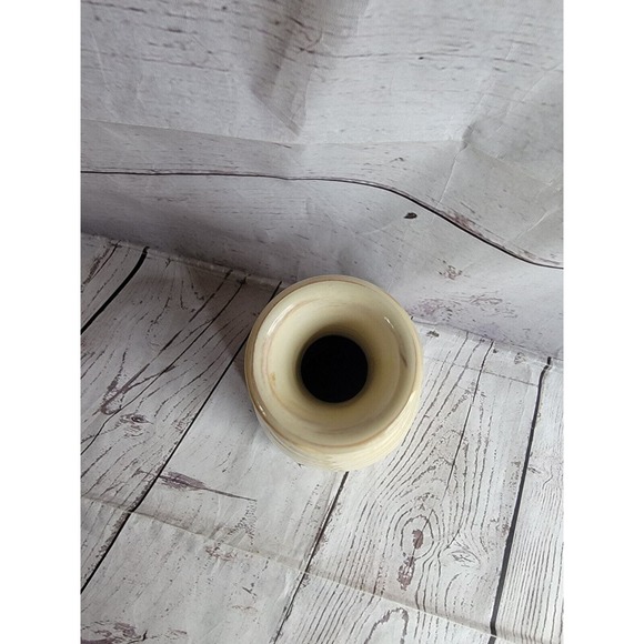 Ethan Allen Pottery Cream Colored Brown Streaks Ribbed Vase Made In Italy 12 In - Picture 7 of 7